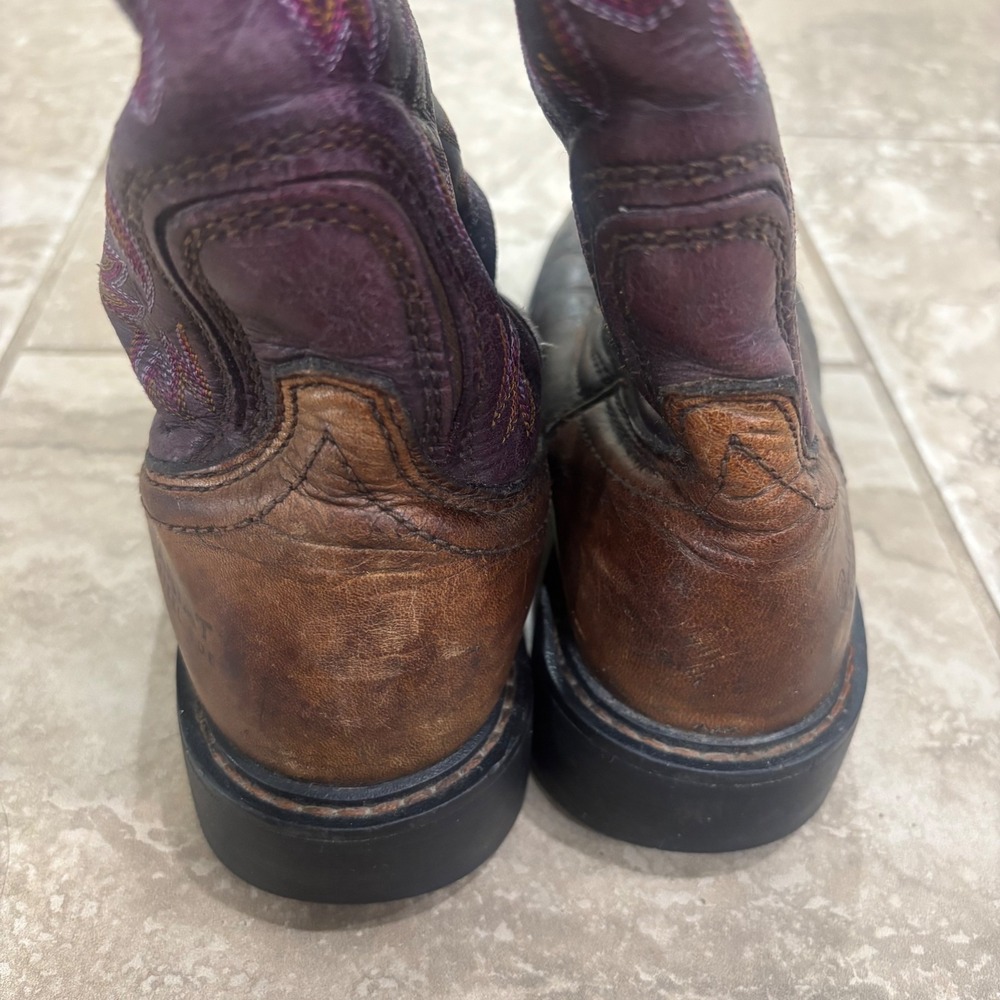 Ariat Womens Krista Steel Toe Work Boots Brown Purple Leather 10009494 Size 6B - Picture 4 of 15